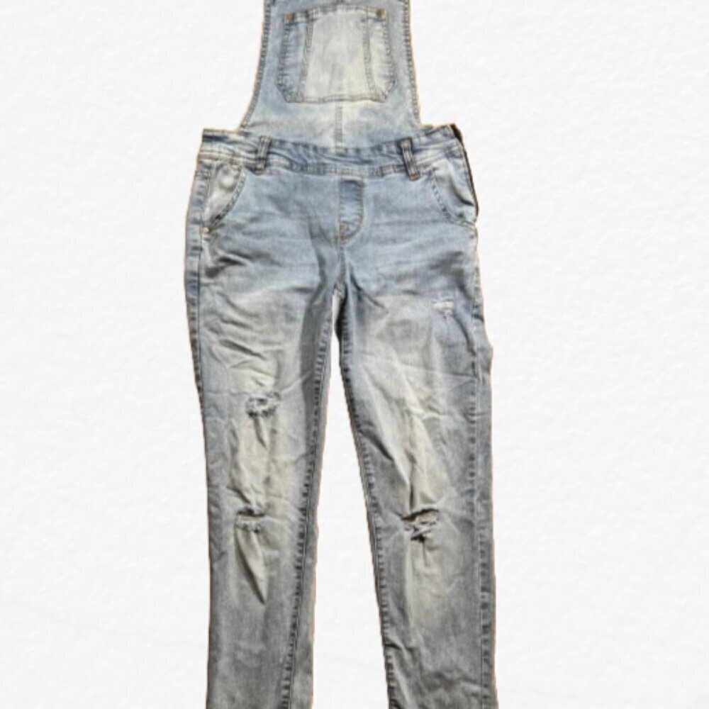 π· Wallflower Side Zip Criss Cross Denim Skinny Overall Bibs - Picture 5 of 10